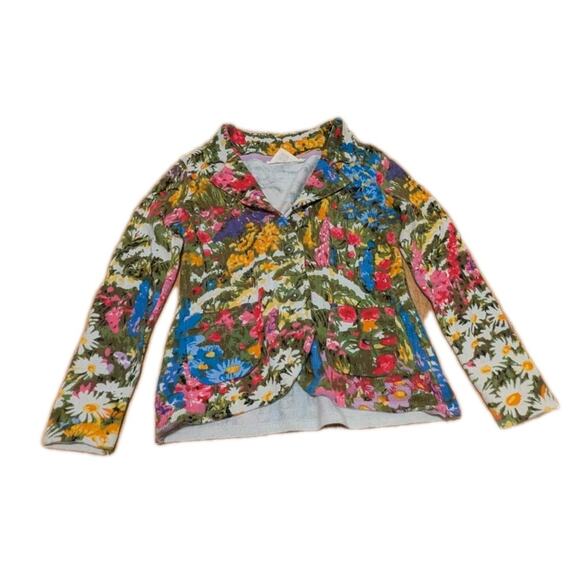 HWR Anthropologie Cardigan Sweater Women M Multicolor Knit Floral Artsy Bloom - Picture 3 of 8